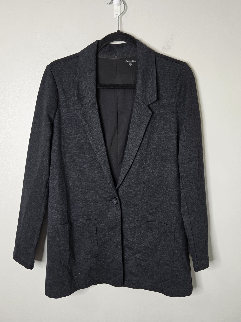 Garnet Hill Charcoal Gray 1-Button Blazer